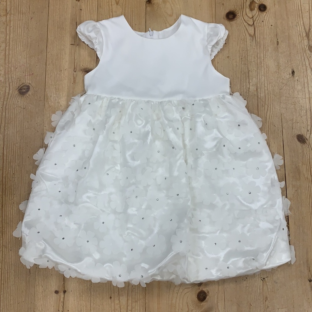 Pure White Little Girl Fancy Dress- Wedding, Flower Girl, Party Approx. 2T 3T